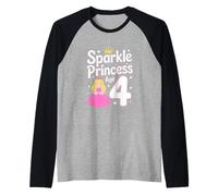Sparkle Princess Age 4 Fourth Birthday Girl Raglan Baseball Tee