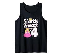Sparkle Princess Age 4 Fourth Birthday Girl Tank Top