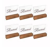 Sparkle Race Acrylic Reserved Table Signs, 6-Pack with Wood Holders, Perfect for Weddings, Parties & Events