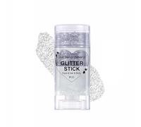 Sparkle Silver Glitter Stick for Face Hair - Festival Party Makeup with Star Sequins & Holographic Gel, Shimmering Cosmetic Adhesive for Artistic Designs, Metallic Art (02 Silvery)