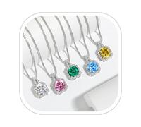Sparkle Solitaire Pendant Necklace, 925 Sterling Silver Choker Square Simulated Diamond Choker, Dainty Classic Luxury Love Clavicle Neckband Chriatmas Mothers Day Valentine's Day Gift for Her