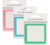 Sparkle Sticky Notes, Clear Notes Pastel, Cute Self Adhesive Note Memo Pads, Transparent Glitter Notepads Stationery, See Through Notes, Small to Do List, Office Supplies (3Bags) (Blue+Green+Pink)
