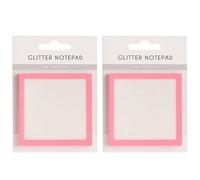 Sparkle Sticky Notes, Clear Post It Notes Pastel, Cute Self Adhesive Note Memo Pads, Transparent Glitter Notepads Stationery, Small to Do List, Office Supplies (2, Pink)