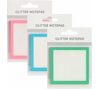 Sparkle Sticky Notes, Clear Post It Notes Pastel, Cute Self Adhesive Note Memo Pads, Transparent Glitter Notepads Stationery, See Through Notes, Small to Do List, Office Supplies (3pcs)