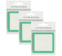 Sparkle Sticky Notes, Clear Post It Notes Pastel, Cute Self Adhesive Note Memo Pads, Transparent Glitter Notepads Stationery, Small to Do List, Office Supplies (3, Green)