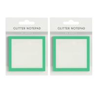 Sparkle Sticky Notes, Clear Post It Notes Pastel, Cute Self Adhesive Note Memo Pads, Transparent Glitter Notepads Stationery, Small to Do List, Office Supplies (2, Green)