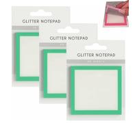 Sparkle Sticky Notes, Glitter Notepad Sticky Notes, Glitter Notepad Post It Note, Transparent Glitter Notepads Stationery, See Through Notes, Small to Do List, Office Supplies (Green 3PCS)