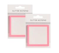 Sparkle Sticky Notes,Transparent Glitter Transparent Sticky Notepad, Cute Self Frosted Glass-Like Repositionable Reminder Pad, Pastel Clear List Office Supplies School Teacher Must Haves (Pink-2PC)