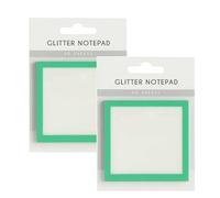 Sparkle Sticky Notes,Transparent Glitter Transparent Sticky Notepad, Cute Self Frosted Glass-Like Repositionable Reminder Pad, Pastel Clear List Office Supplies School Teacher Must Haves (Green-2PC)