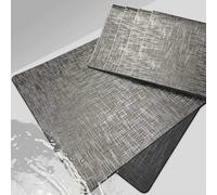 Sparkle Table mats Set of 6, Vinyl Washable Place Mats with Non-Slip Stripes & Metallic Finish,Durable Dining Table Placemats Sets of 6, Cuttable Dinner Table Mat for Table Decor-Bronze_W/O Coaster