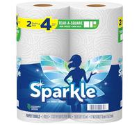 Sparkle Tear-A-Square Paper Towels, 2 Double Rolls = 4 Regular Rolls, Customizable Sheet Size Paper Towel