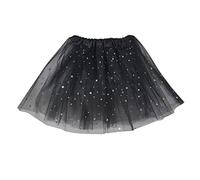 Sparkle Tutu Skirt for Girls, 3 Layered Tulle Sequin Star Princess Skirts Ballet Dance Skorts for Girls Toddler Birthday Holiday Party Dress Up Costume (2-8 Years) Y7ETLPQ (Black)