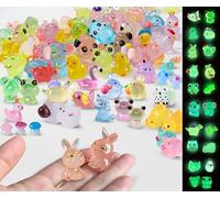 SparkleFab 100 Pcs Luminous Mini Resin Animals Tiny Animals Glow in The Dark Garden Miniatures Fairy Garden Accessories