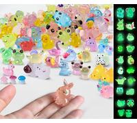 SparkleFab 100 Pcs Luminous Mini Resin Animals Tiny Resin Animals Bulk, Glow in The Dark to Hide Around The Office Home, for Garden Miniatures Fairy Garden Accessories Crafts Micro Landscape Decor