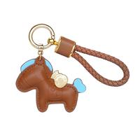 sparkleing Horse Braided Leather Keychains for Women, Cute Brown Pony Bag Charm for Car Keys Holder Handbags Backpacks Crossbody, Pony Decoration Gift for Girls Girfriend Teen Ladies Females Brown