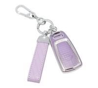 SparkleJoy Car Key Case Glitter with Leather Key Fob Compatible with Audi A4 B9 A5 Q7 Q5 TT TTS S4 S5 RS4 RS5 3-Button Key, TPU Silicone Protective Cover - Smart Key