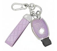 SparkleJoy Car Key Case with Leather Keyring Compatible with Mercedes Benz A/B/C/E/G/R/S Class GLA GLC GLE GLK SLK CLA CLK AMG W203 W204 W211 W212 Keys, TPU Protective Cover