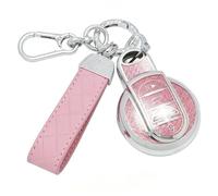 SparkleJoy Car Key Cover for Mini Cooper，Sparkle Car Key Case with Leather Keychain for BMW Mini Cooper S D SD One F54 F55 F56 F57 F60 R56 R57 R58 R59 Cabrio Clubman Countryman - Smart Key（Pink）