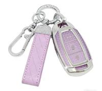 SparkleJoy Car Key Cover，Sparkle Car Key Case with Leather Keychain Fit for Hyundai i10 i20 i30 i20N i30N Santa Fe IG Grandeur Kona Elantra Tucson Accent Solaris - Smart Key (Purple)