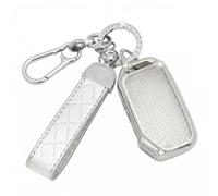 SparkleJoy Car Key Cover，Sparkle Car Key Case with Leather Keychain Fit for Kia Sportage Ceed XCeed Proceed Sorento Tonic Rio Stinger Seltos Soul K3 K5 K8,Protective Car Key Cover - Smart Key (Silver)