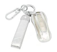 SparkleJoy Car Key Cover，Sparkle Car Key Case with Leather Keychain Fit for Porsche Cayenne 958 911 996 Macan Panamera 997 987 987 GT3 Cayman Key, TPU Protective Keyshell - Smart Key