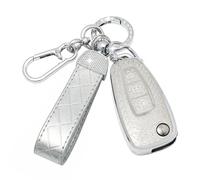 SparkleJoy Car Key Cover，Sparkle Car Key Case with Leather Keychain for Ford Focus Fiesta Kuga Tourneo Transit Connect Custom Courier Puma Galaxy C-Max S-Max Key - Flip Key（Silver）