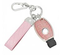 SparkleJoy Car Key Cover，Sparkle Car Key Case with Leather Keychain for Mercedes Benz A/B/C/E/G/R/S Klasse GLA GLC GLE GLK SLK CLA CLK AMG W203 W204 W211 W212,TPU Protective Cover - Smart Key(Pink)
