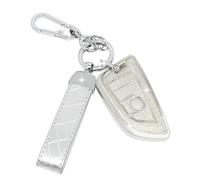 SparkleJoy Car Key Cover with Keychain，Key Case Compatible with BMW Series 1/2/3/4/5 1 Series 2 Series 3 Series 4 Series 5 Series X1 X2 X3 X4 X5 X6 F15 F16 F44 F45 F48 F49 F85 F86 Smart Key（Silver）