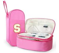 SparkleJoy Large Pencil Case for Girls, Personalised with Plush Letter (A-Z), Double Compartment School Supplies for Pens & Stationery, Cute Kawaii Gift for Teens & Adolescents&Woman (S, Pink)