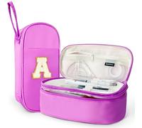 SparkleJoy Large Pencil Case for Girls, Personalised with Plush Letter (A-Z), Double Compartment School Supplies for Pens & Stationery, Cute Kawaii Gift for Teens & Adolescents(Purple,A)