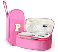SparkleJoy Personalised Pencil Case Pink P 2 Compartments Large for Girls | Pencil Case P 2 Compartments, 6 Elastic Pen Loops, Waterproof; ideal Gift for Girls, Christmas, Birthday, Back to School