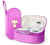 SparkleJoy Personalised Pencil Case Purple T 2 Compartments Large for Girls | Pencil Case T 2 Compartments, 6 Elastic Pen Loops, Waterproof; ideal Gift for Girls, Christmas, Birthday, Back to School