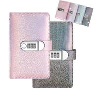 SparkleLock Cash Savings Binder with 3-Digit Combination Lock - 100-Page Cash Stuffing Budget Organizer for Savings Challenges, Money Goals & Gifts, Envelope Saving Challenge Book Mini，Pink, Black