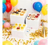 Sparklenut Buffet Risers, 6x7x8 Inch White Acrylic Food Display Stands, Cube Dessert Table Display Set with Hollow Bottoms for Catering Jewelry Party Cake Candy Dessert Collectibles Weddings