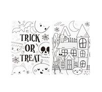 Sparkles Partyware Halloween Colouring Posters - Pack of 100 - A4 Spooky Colouring Sheets - Kids Fun Trick or Treat Party Cute Pumpkin Ghost Skeleton Cat Characters Halloween Activity