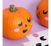 Sparkles Partyware Halloween Pumpkin Face Stickers - Pack of 10 Large and Small Pip the Pumpkin Vinyl Stickers for Decorating Balloons and Pumpkins - Fun Halloween Trick or Treat Decoration