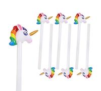 Sparkles Partyware Inflatable Unicorn Stick - Pack of 6-43"/110cm Tall White Inflatable Stick with Inflatable Unicorn Head - Birthday Party Decoration, Fun Present, Photobooth Accessory