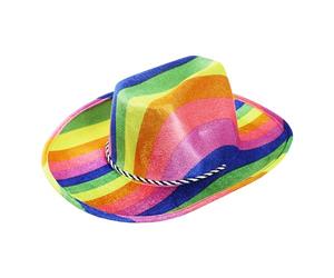 Sparkles Partyware Rainbow Cowboy Hat - Pack of 1 - Felt Cowboy Hat with Rainbow Decoration - Pride Month Pride Events LGBT Costume Accessory
