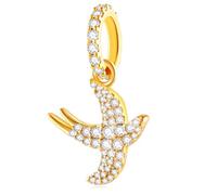 Sparkles Swallow Bird Dangle Charms fits Pandora Muments Bracelet, 18K Yellow Gold Plated Spring Animal Pendant Beads, Gift for Mothers Day/Birthday/Daughter