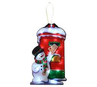 SPARKLES Window Silhouette LED Light Up Christmas Decoration Snowman & Postbox Battery