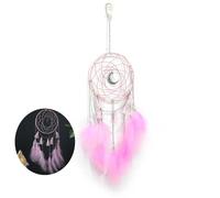 Sparklesphere, Dream Saver with light, Pink, With Crescent Moon, Feather Wall Hanging Decoration, Dream Saver for Girls, Dream Savers for Boys, Dream Saver LED, Crystal Night Light