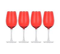 Sparkleware Large Red Coloured Wine Glasses with Gold Rim - Set of 4, 490ml Premium Quality for Fine Dining, Celebrations & Special Occasions Gift Set