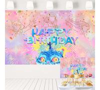 Sparkley Hunter Girls Birthday Party Backdrop Catoon Tiger Pink Stars Background Pastel Movie Themed Banner for Cake Table 5x3 ft 3