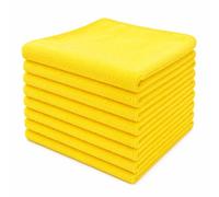 SparkleZen Premium Yellow Microfibre Cloths 350 GSM - Pack of 10 | 40 x 40 cm Ultra-Thick Lint-Free Cleaning Cloths | Streak-Free for Car, Kitchen, Windows & Surfaces | Reusable & Machine Washable