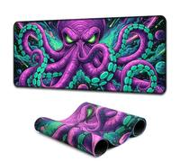 SparkLia Blacklight Octopus Mouse Pad - UV Reactive Neon Tentacle Galaxy Desk Mat, Glow in The Dark Extended Gaming Mousepad with Colorful Cosmic Kraken Art for Gamers, Room Decor - 31.5" x 11.8"