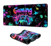 SparkLia Gaming Mouse Pad, X-Large Waterproof Blacklight Colorful Splatter Art Game Controller Non-Slip Rubber Base Mousemat, Glow in The Dark Desk Mat for Office Home - 31.5 x 11.8 inches