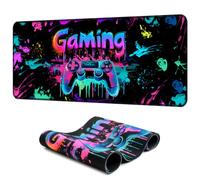 SparkLia Gaming Mouse Pad, X-Large Waterproof Blacklight Colorful Splatter Art Game Controller Non-Slip Rubber Base Mousemat, Glow in The Dark Desk Mat for Office Home - 80 x 30 cm