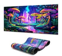 SparkLia Mushroom Forest Gaming Mouse Pad, Blacklight Fantasy Tree Plants Waterproof Large Mouse Mat, 31.5" x 11.8" Glowing Extended Non-Slip Rubber Base, Office & Home Keyboard Pad