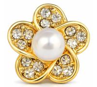 Sparkling 14mm Gold Pearl Flower Shank Button - Crystal & 5-Petal Jewel Embellishment for Blouses, Bridal Accessories and DIY Crafts - Handwash - Pack of 2 - Giddy Square