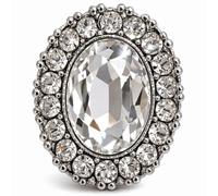 Sparkling 16mm Oval Diamante Shank Button - Crystal, Glass & Silver Metal Jewel Embellishment for Blazers, Bridal Wear and DIY Crafts - Handwash - Pack of 1 - Giddy Square